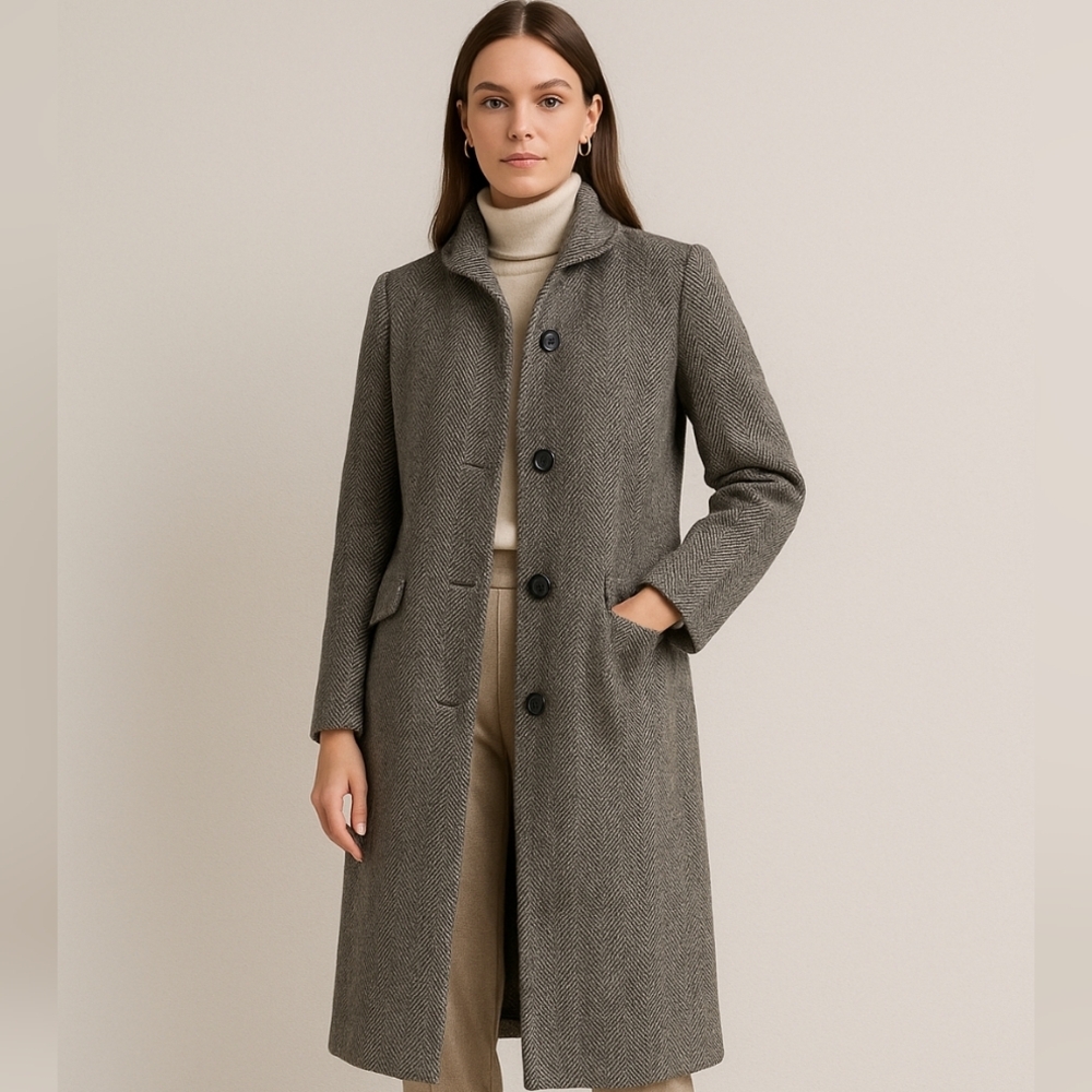 Vintage 1960s Raywood & Stein Wool Herringbone Coat — Old Money
